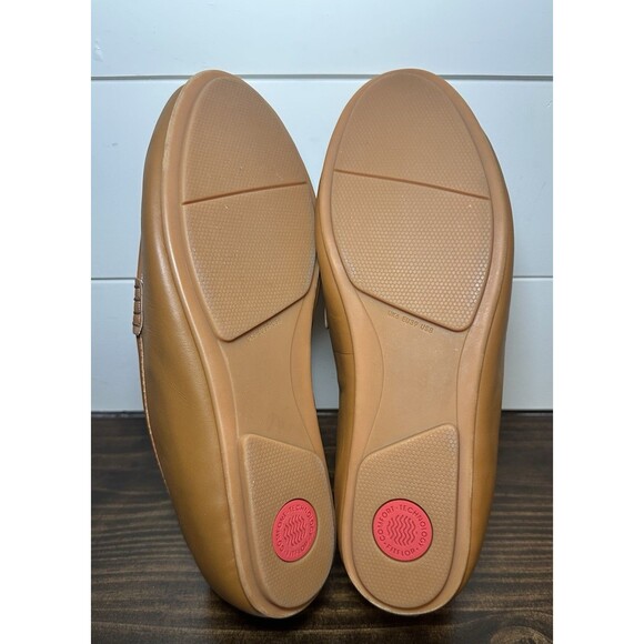 FitFlop Lena Slip On Penny Loafers Flat Shoes Tan Beige Women's SIZE 8 - Picture 9 of 9